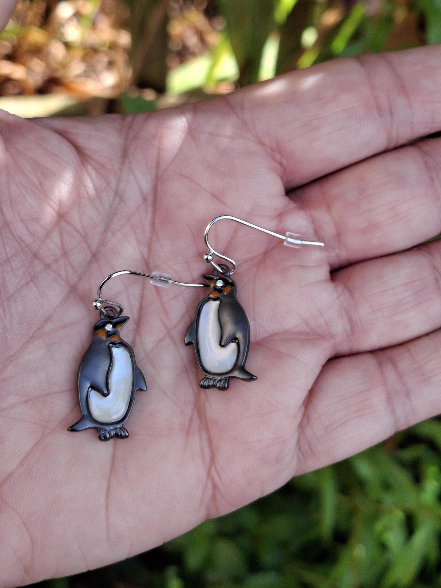 Emperor Penguin Bird Mother of Pearl Shell Earrings - Choose You Ear Wire