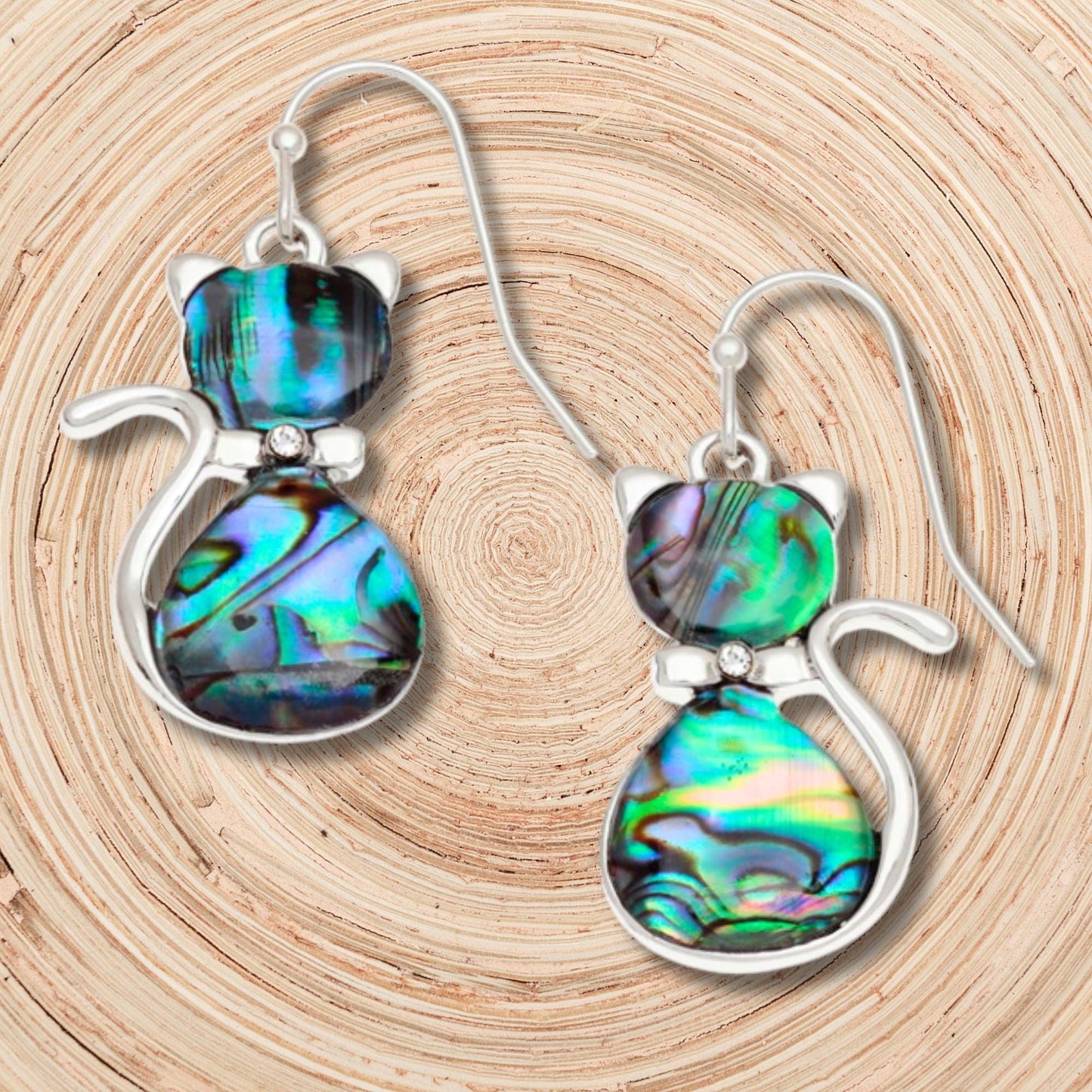 Abalone Shell Cat Earrings - Choose Your Ear Wire