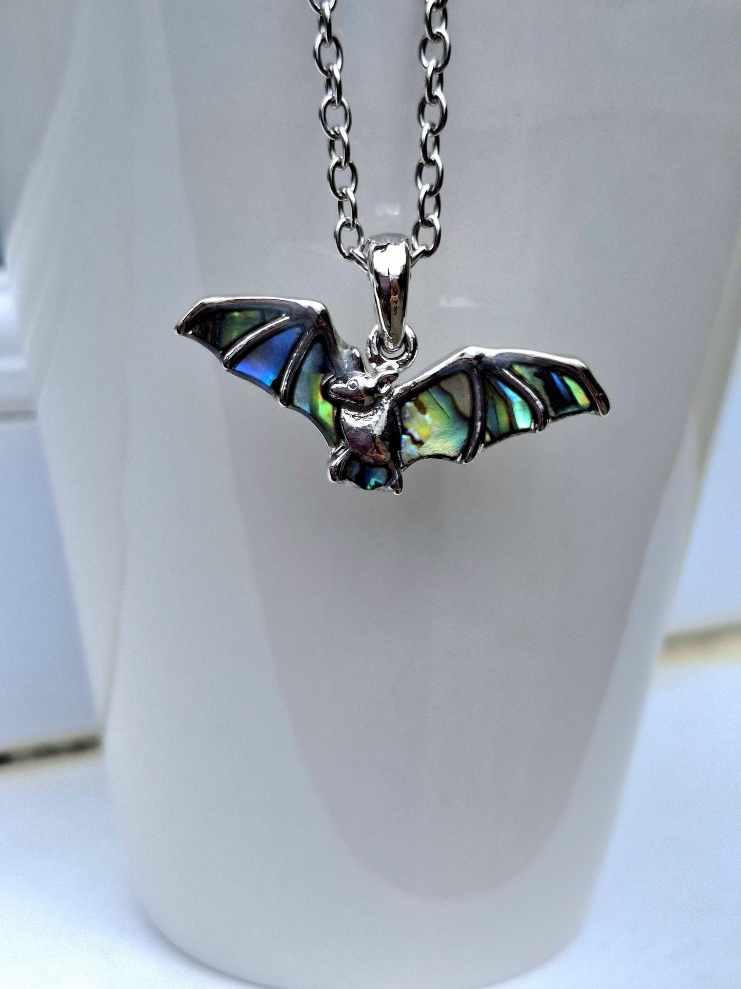 Abalone Shell Bat Necklace - Choose Your Chain Style