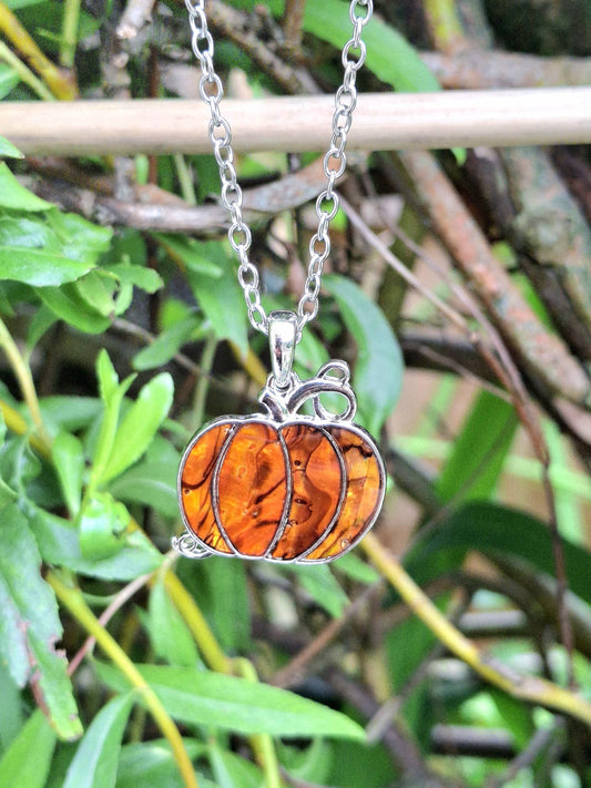 Abalone Shell Pumpkin Necklace - Choose Your Chain Style