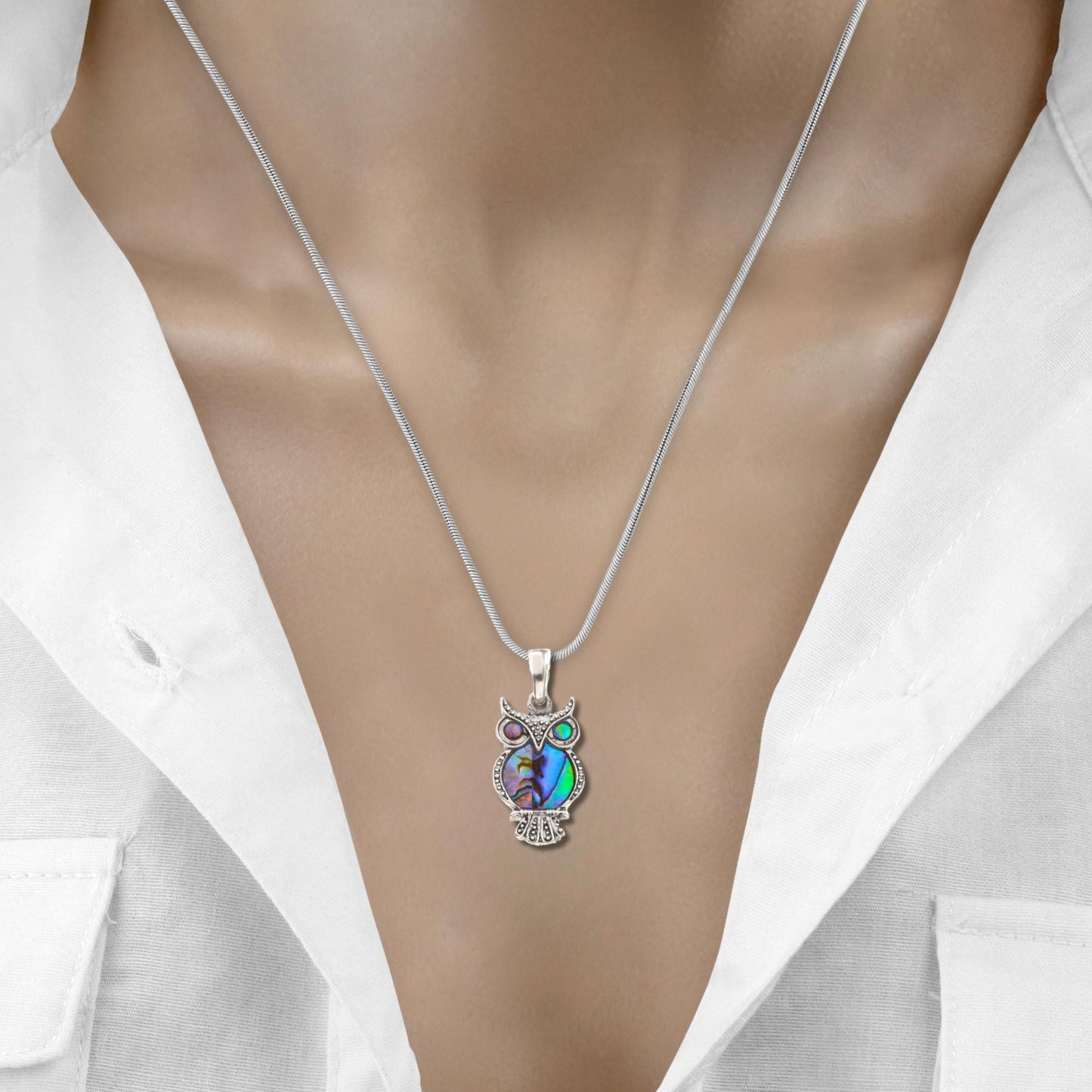 Abalone Owl Bird Necklace - Choose Your Chain Style