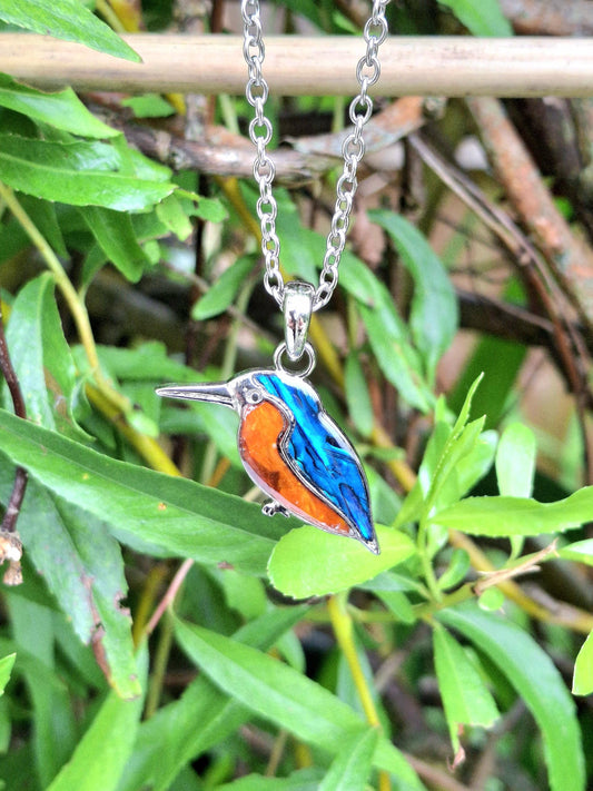 Abalone Kingfisher Bird Necklace - Choose Your Chain Style
