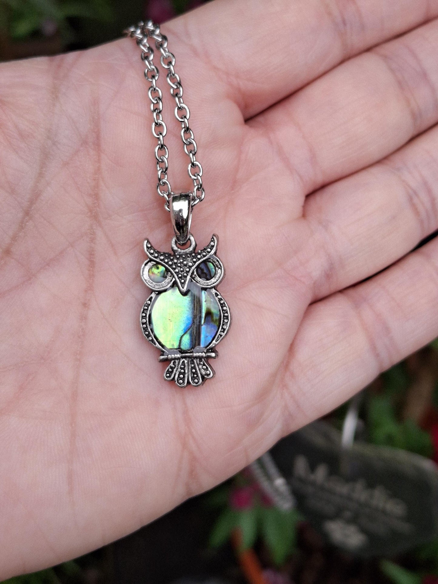 Abalone Owl Bird Necklace - Choose Your Chain Style