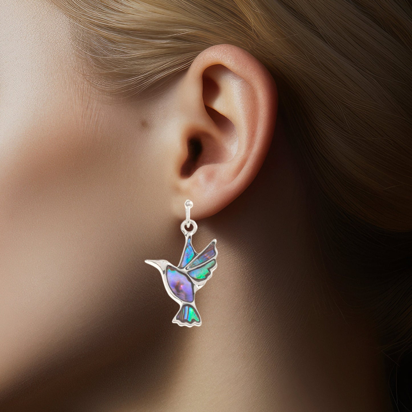 Abalone Shell Hummingbird Earrings - Choose Your Ear Wire