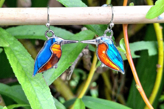 Abalone Shell Kingfisher Bird Earrings - Choose Your Ear Wire