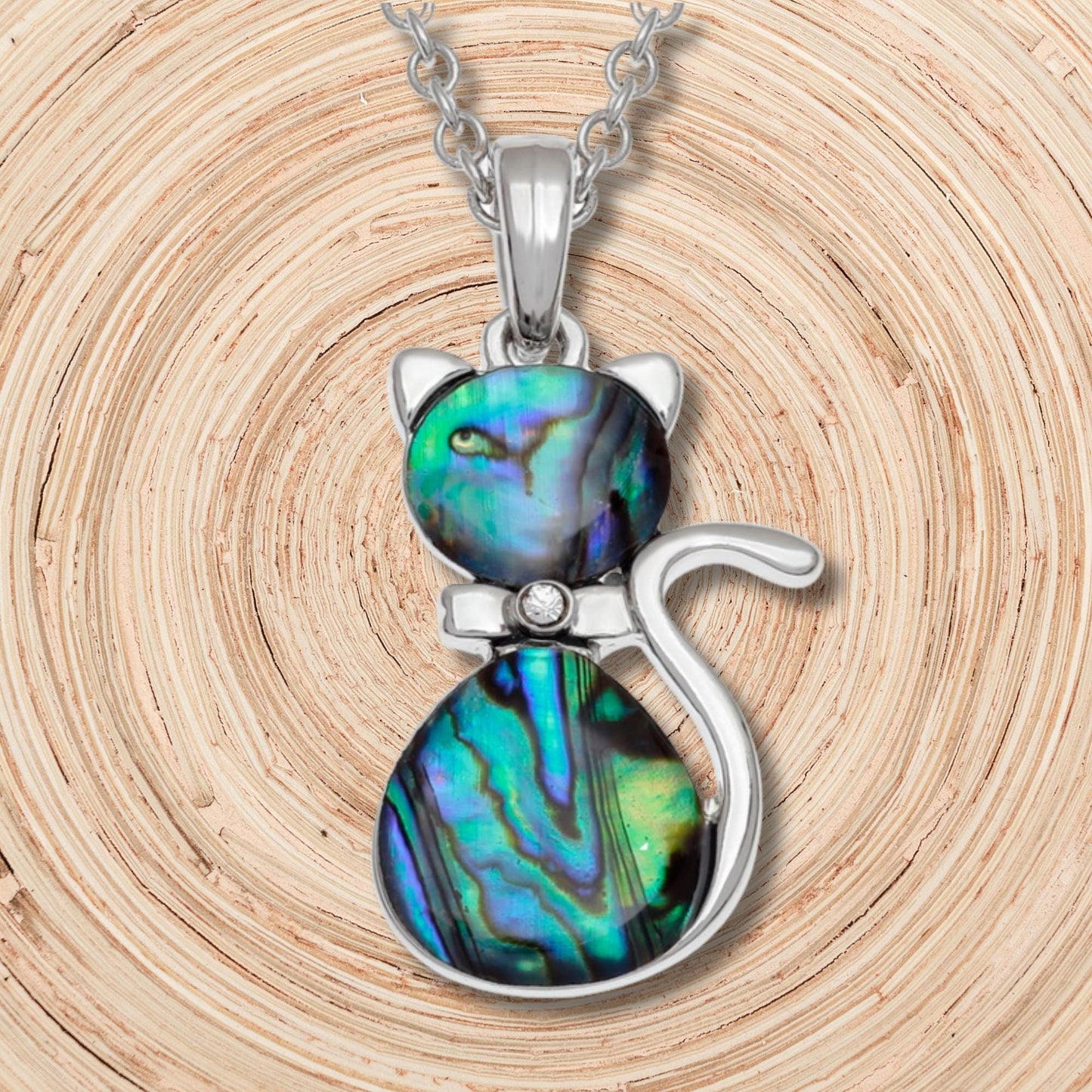 Abalone Shell Cat Necklace: Choose Your Chain Style