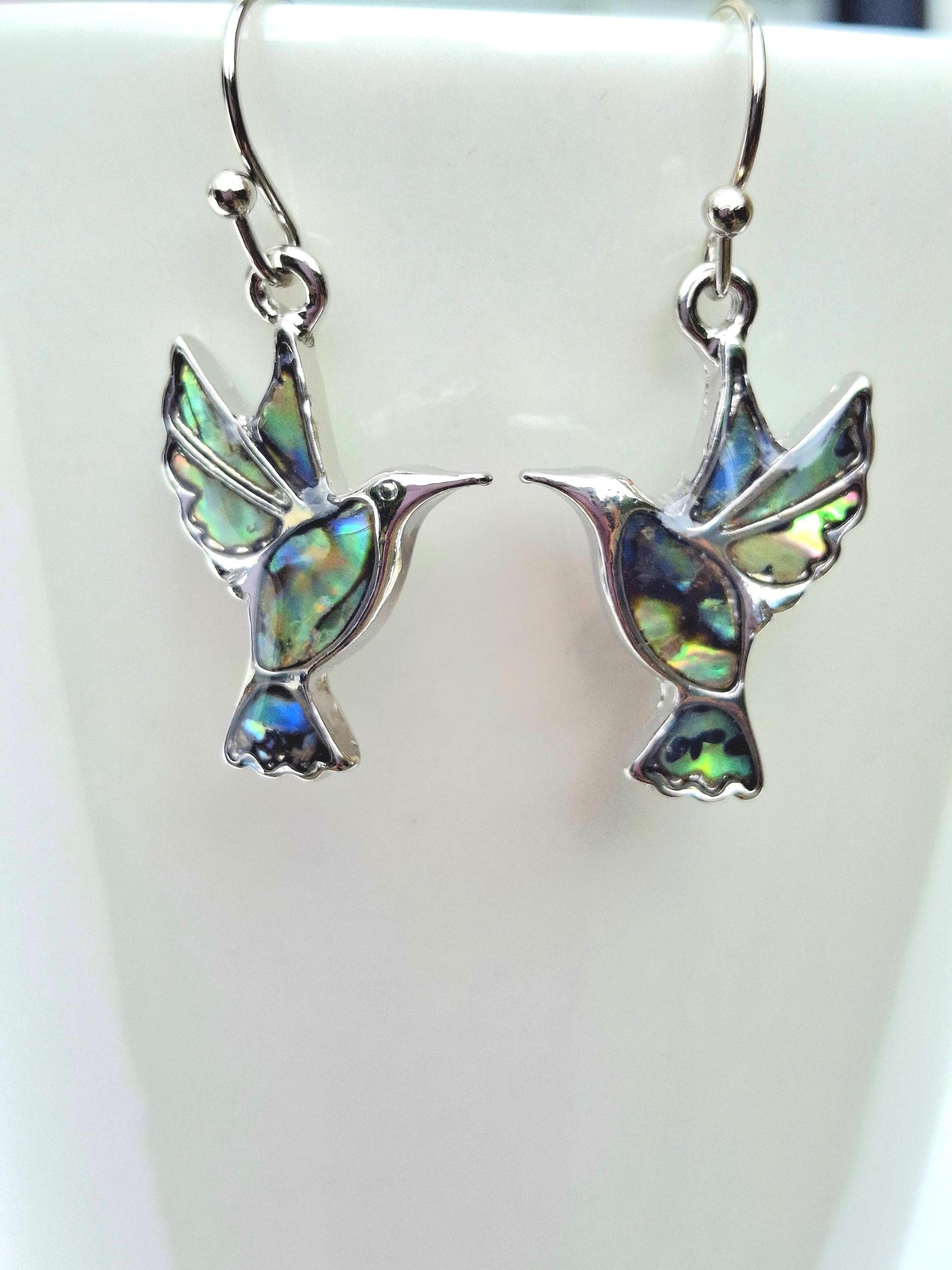 Abalone Shell Hummingbird Earrings - Choose Your Ear Wire