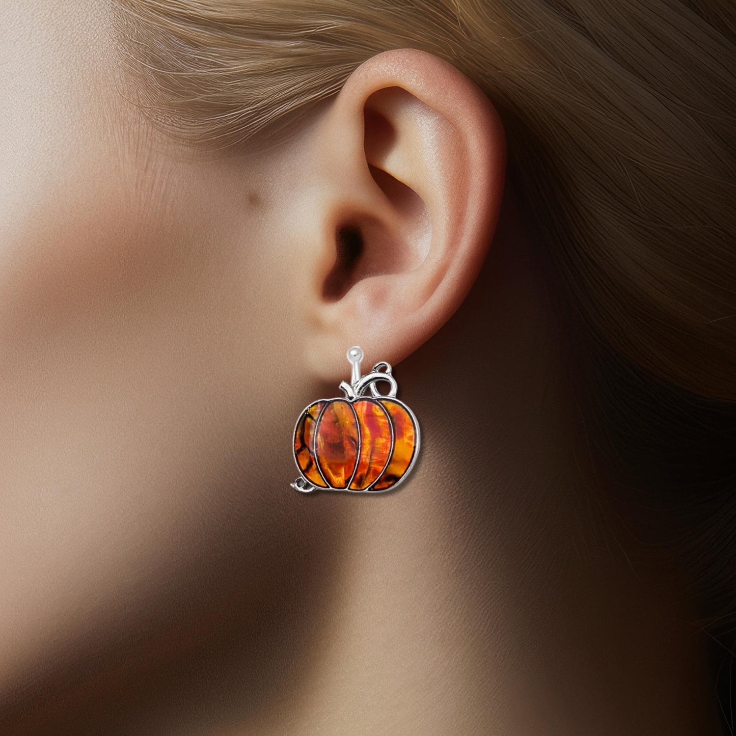 Abalone Shell Pumpkin Earrings - Choose Your Ear Wire