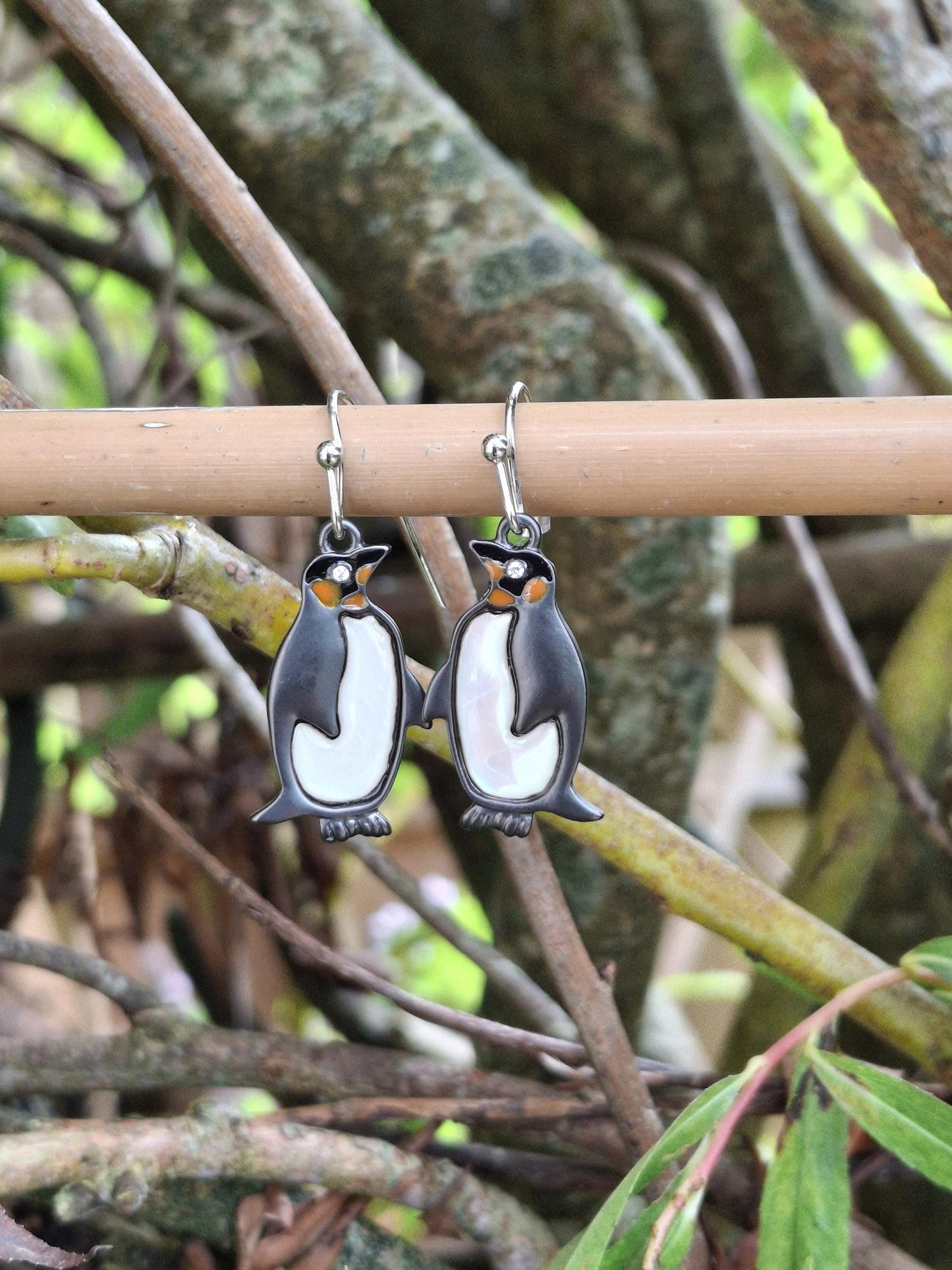 Emperor Penguin Bird Mother of Pearl Shell Earrings - Choose You Ear Wire