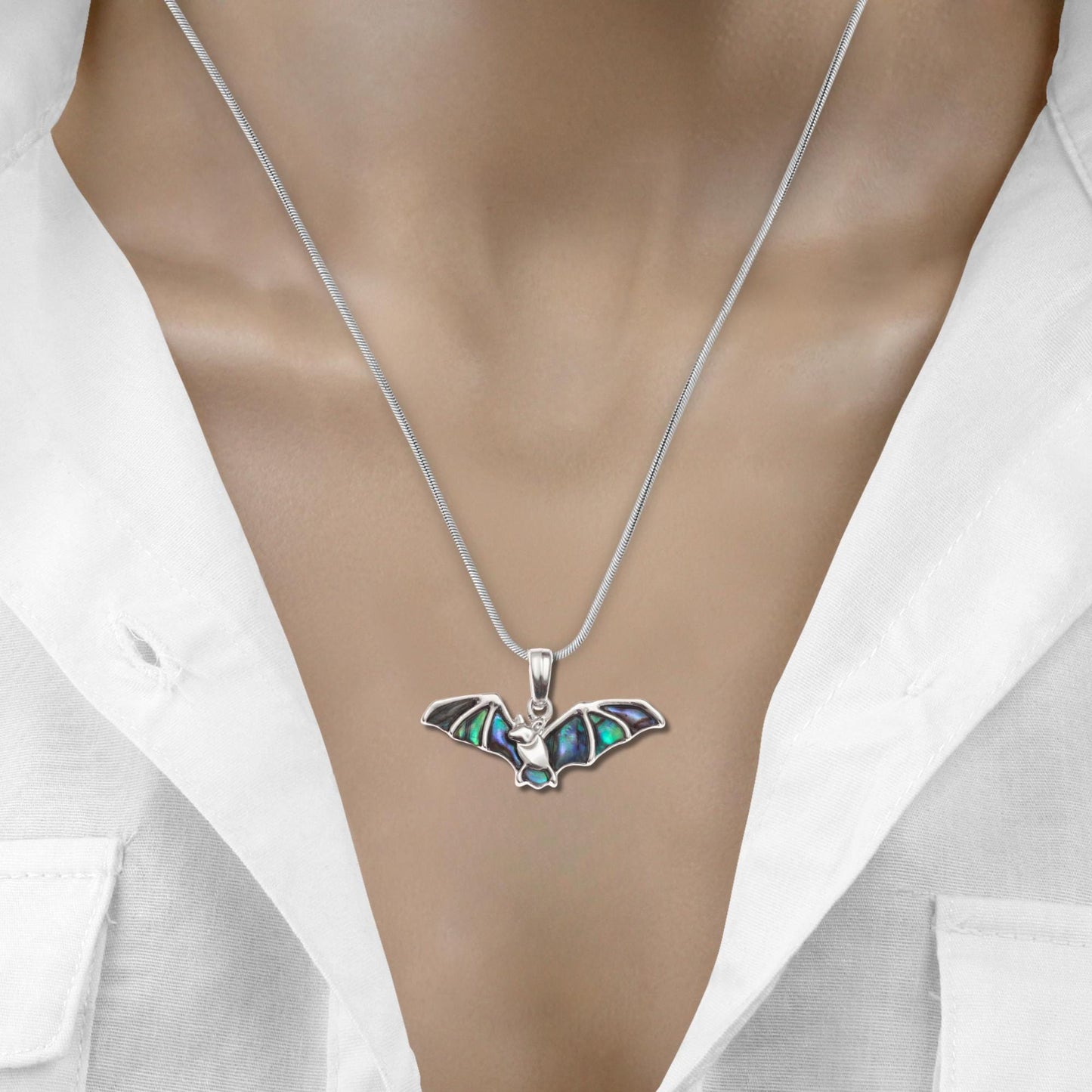 Abalone Shell Bat Necklace - Choose Your Chain Style