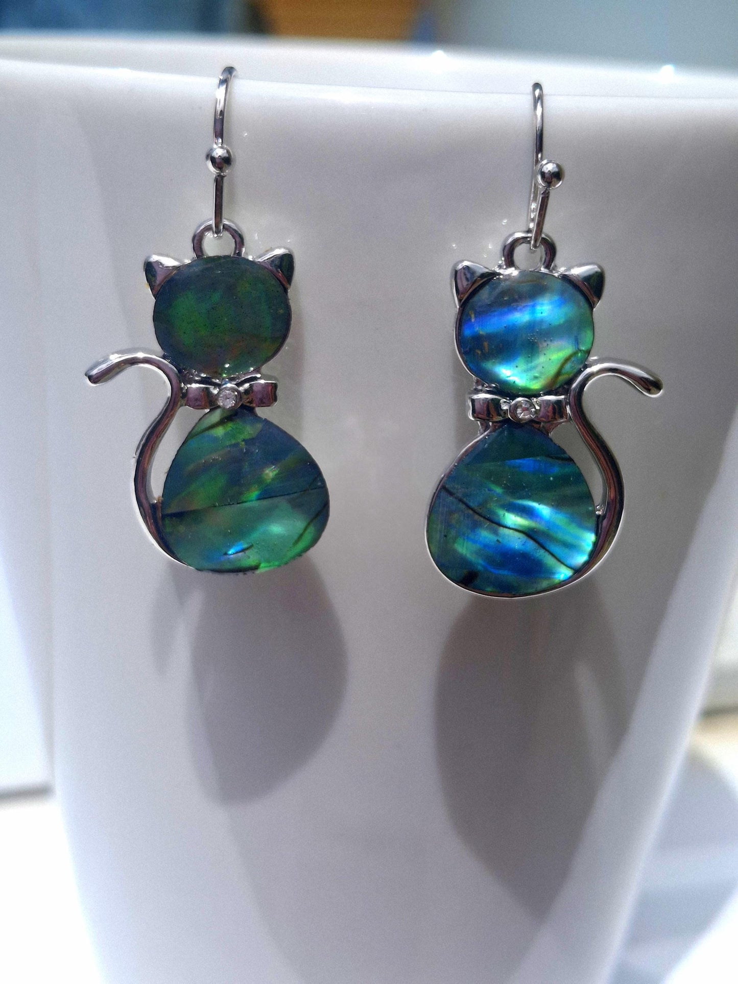 Abalone Shell Cat Earrings - Choose Your Ear Wire