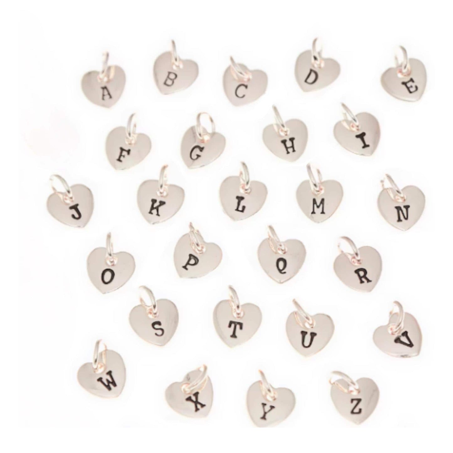 Silver Plated Heart Initial Charm for Necklace