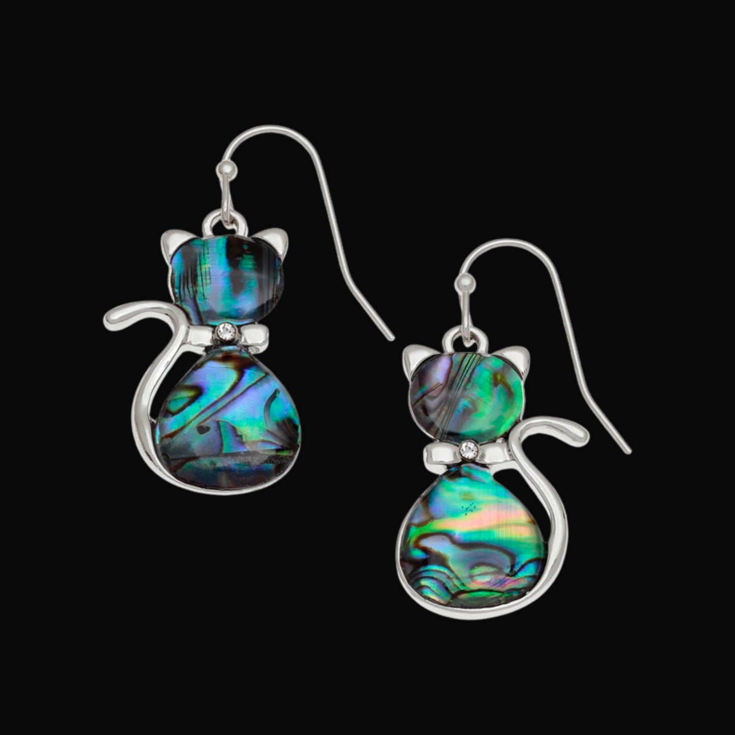 Abalone Shell Cat Earrings - Choose Your Ear Wire