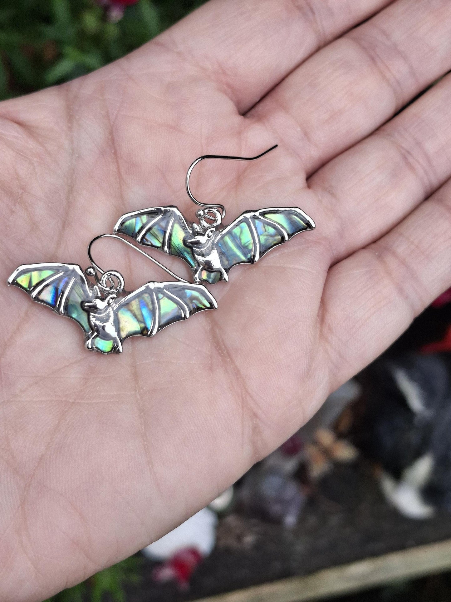 Abalone Shell Bat Earrings - Choose Your Ear Wire