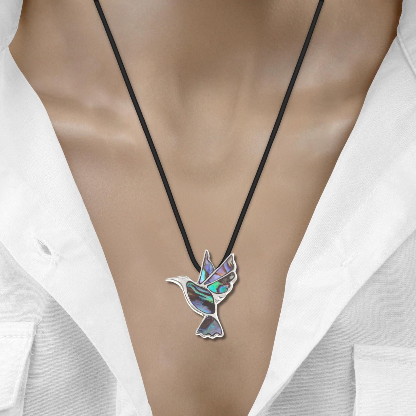 Abalone Shell Hummingbird Necklace - Choose Your Chain Style