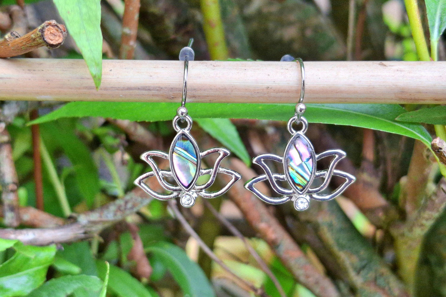 Abalone Shell Lotus Flower Earrings - Choose Your Ear Wire