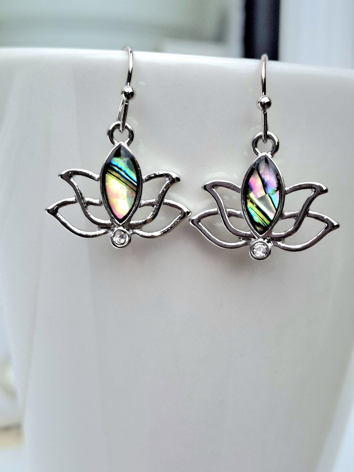 Abalone Shell Lotus Flower Earrings - Choose Your Ear Wire