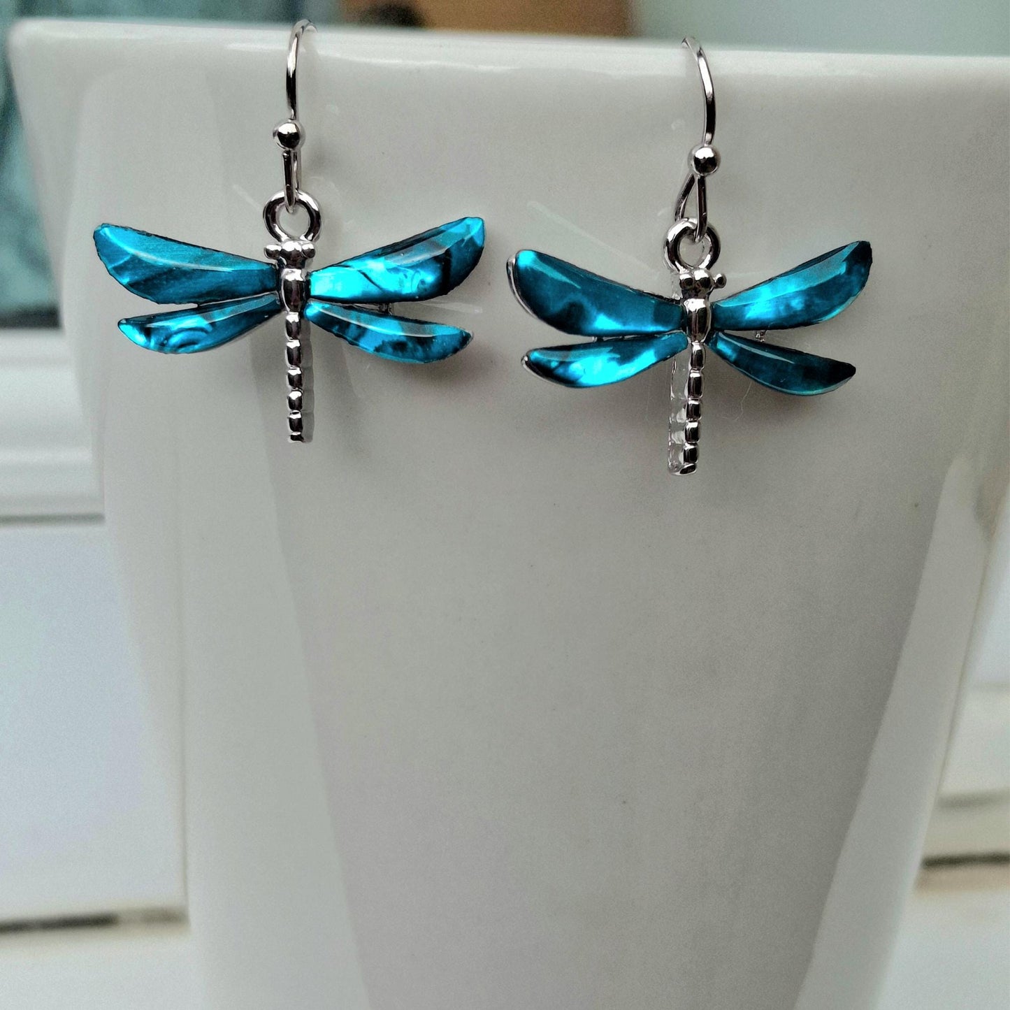 Blue Abalone Shell Dragonfly Earrings – Choose Your Ear Wire