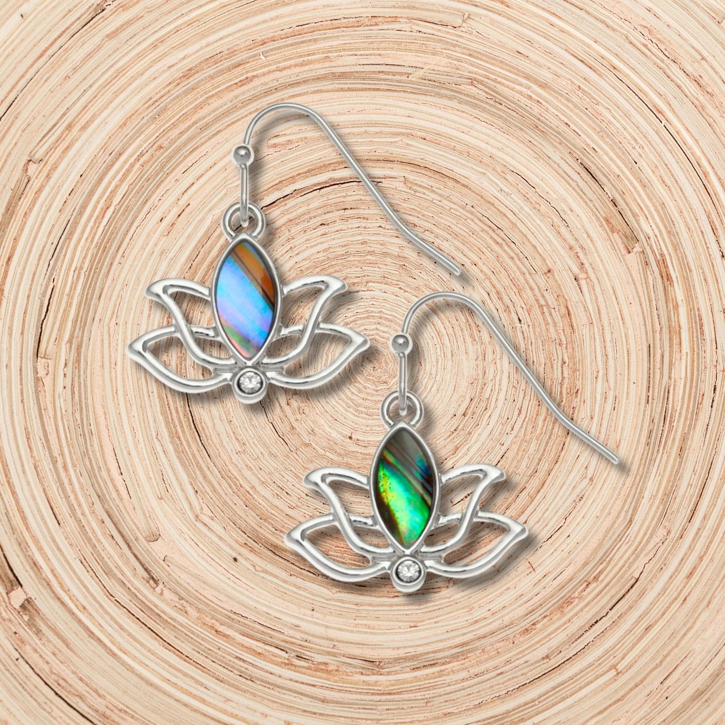 Abalone Shell Lotus Flower Earrings - Choose Your Ear Wire