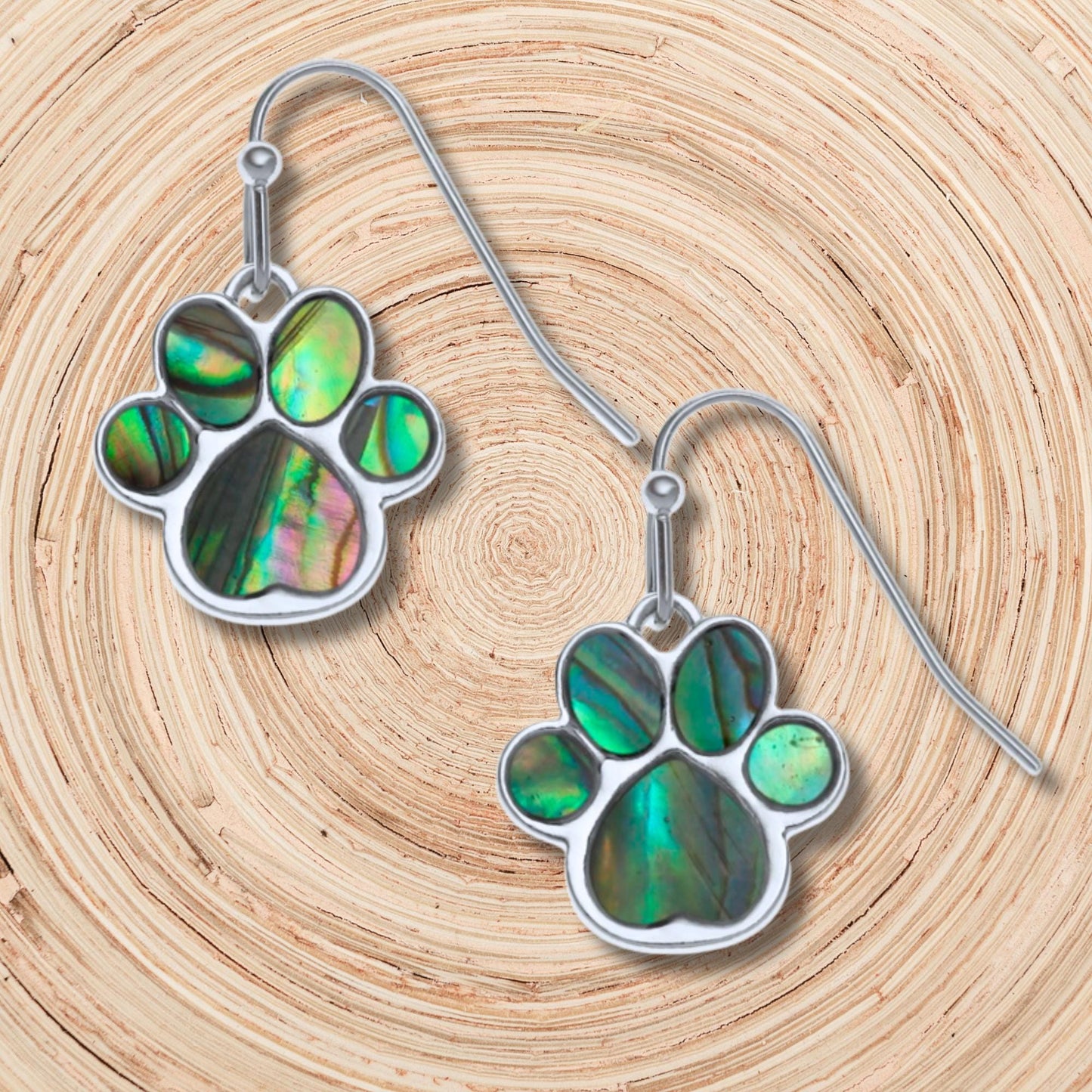 Abalone Shell Paw Print Earrings - Choose Your Ear Wire