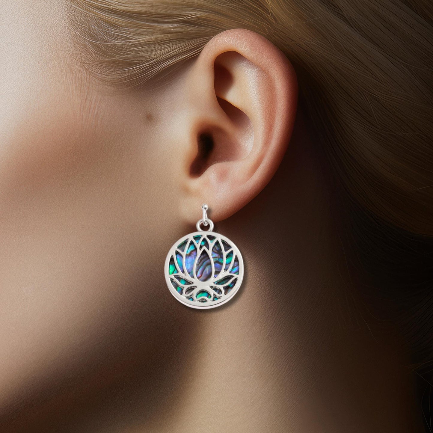 Abalone Shell Lotus Flower Earrings - Choose Your Ear Wire