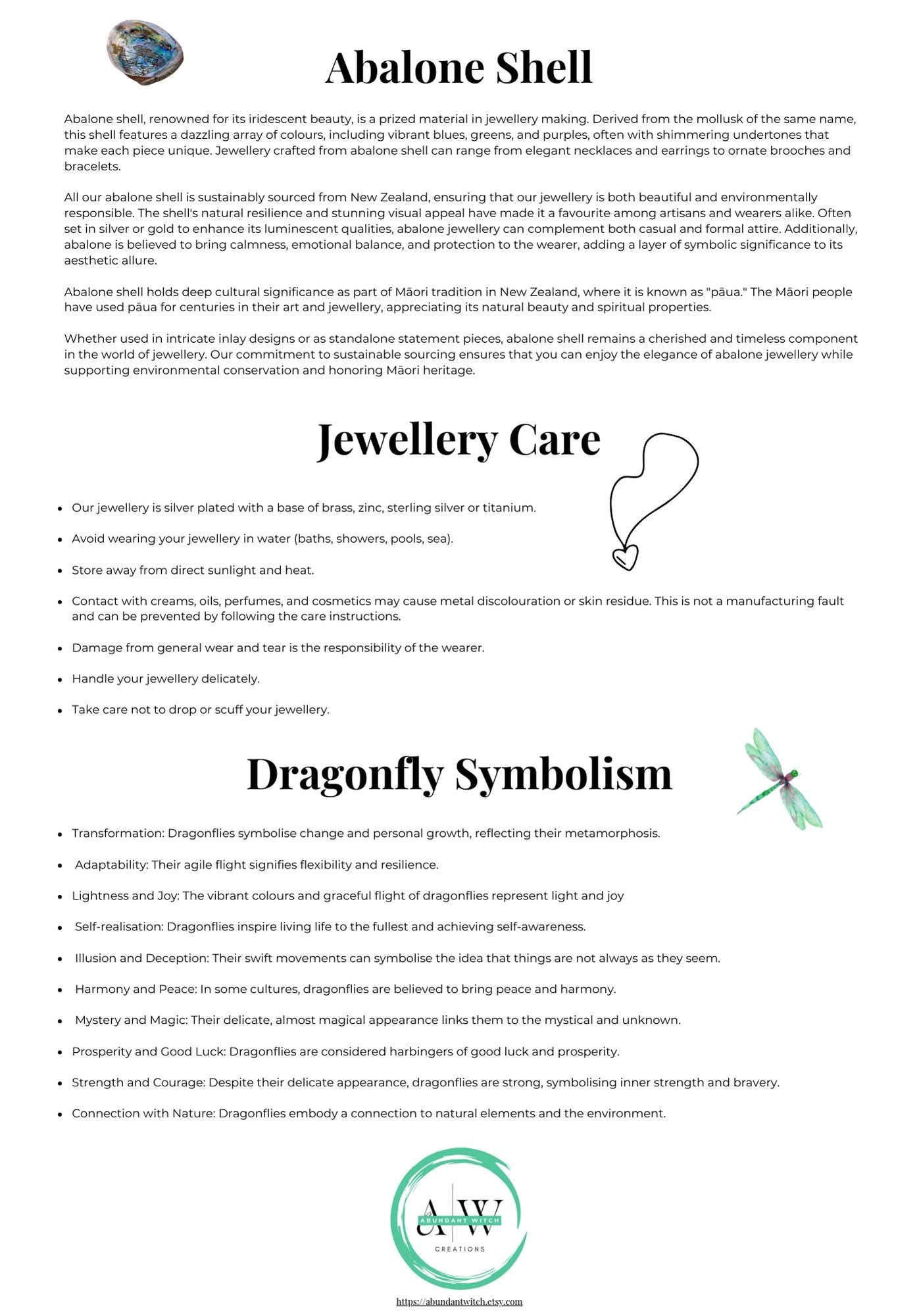 Blue Abalone Shell Dragonfly Earrings – Choose Your Ear Wire