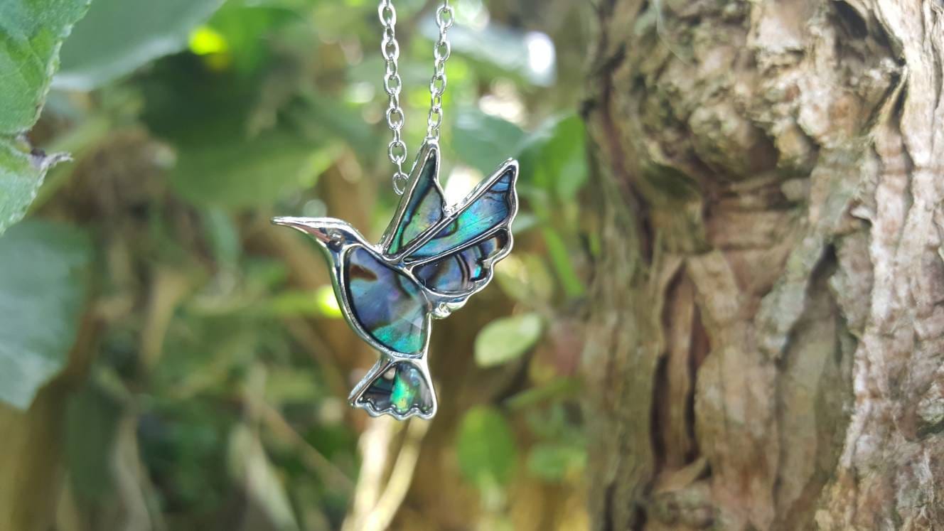 Abalone Shell Hummingbird Necklace - Choose Your Chain Style
