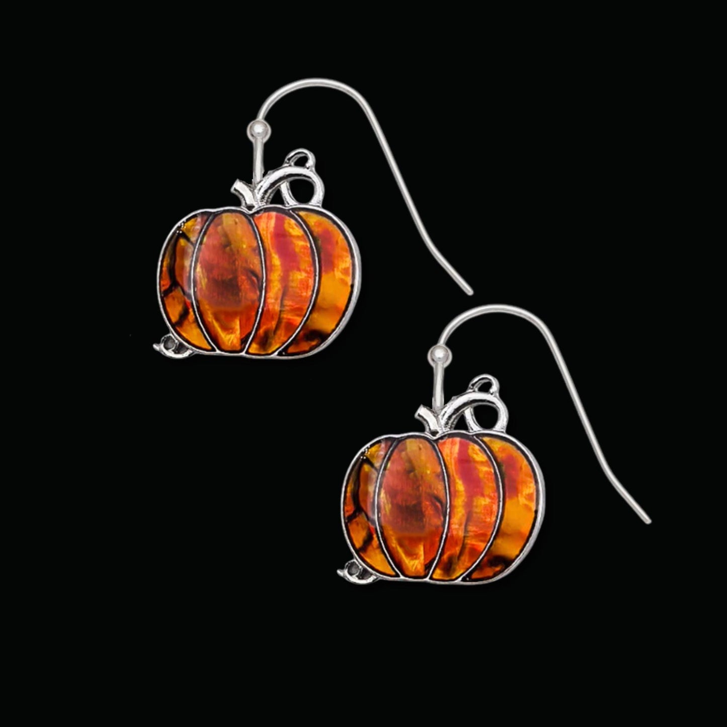 Abalone Shell Pumpkin Earrings - Choose Your Ear Wire