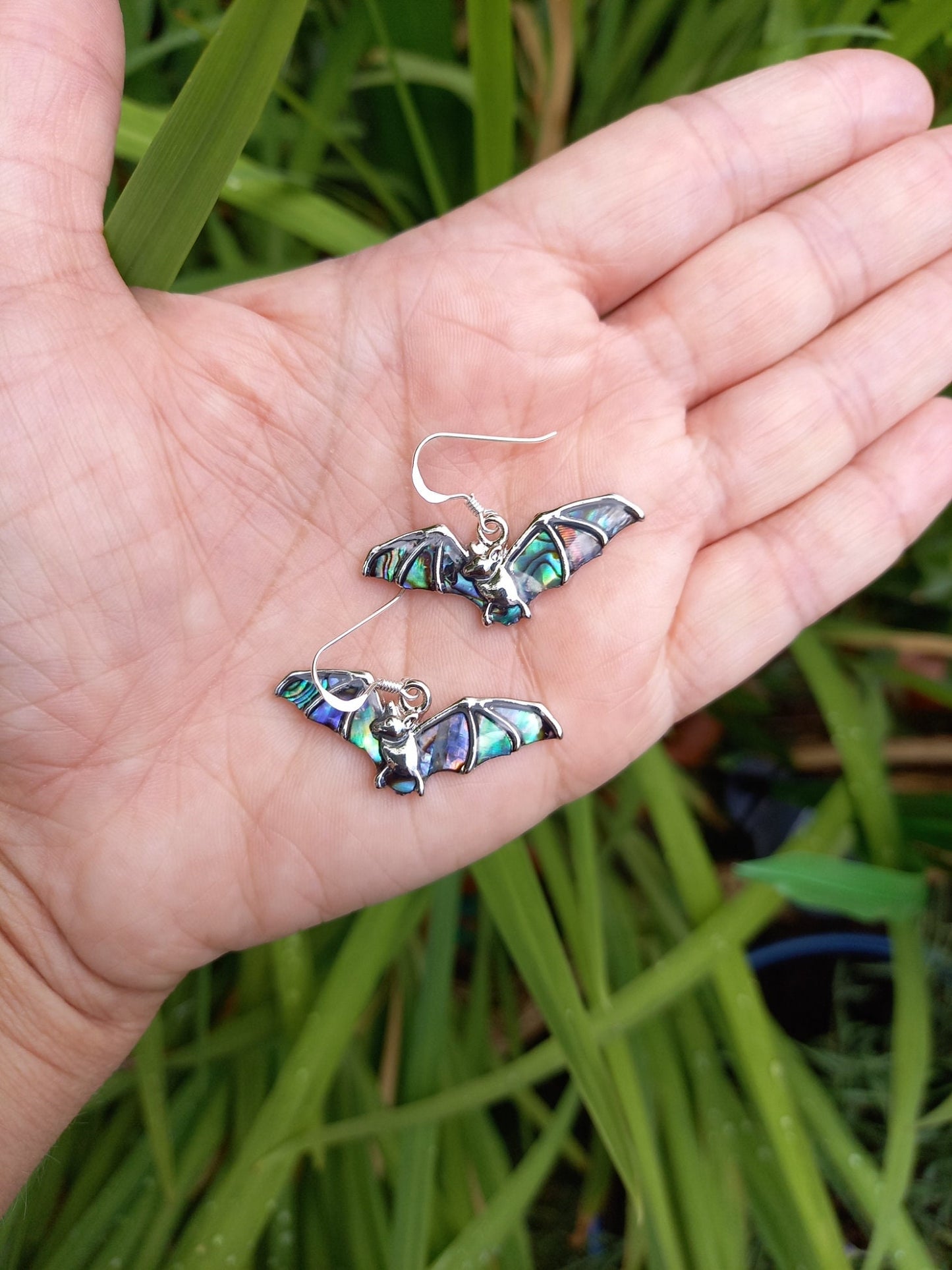 Abalone Shell Bat Earrings - Choose Your Ear Wire