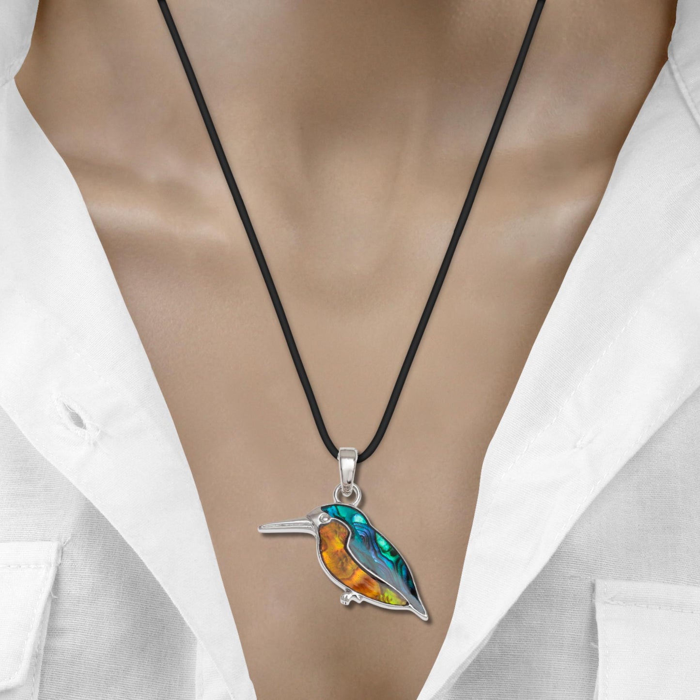 Abalone Kingfisher Bird Necklace - Choose Your Chain Style