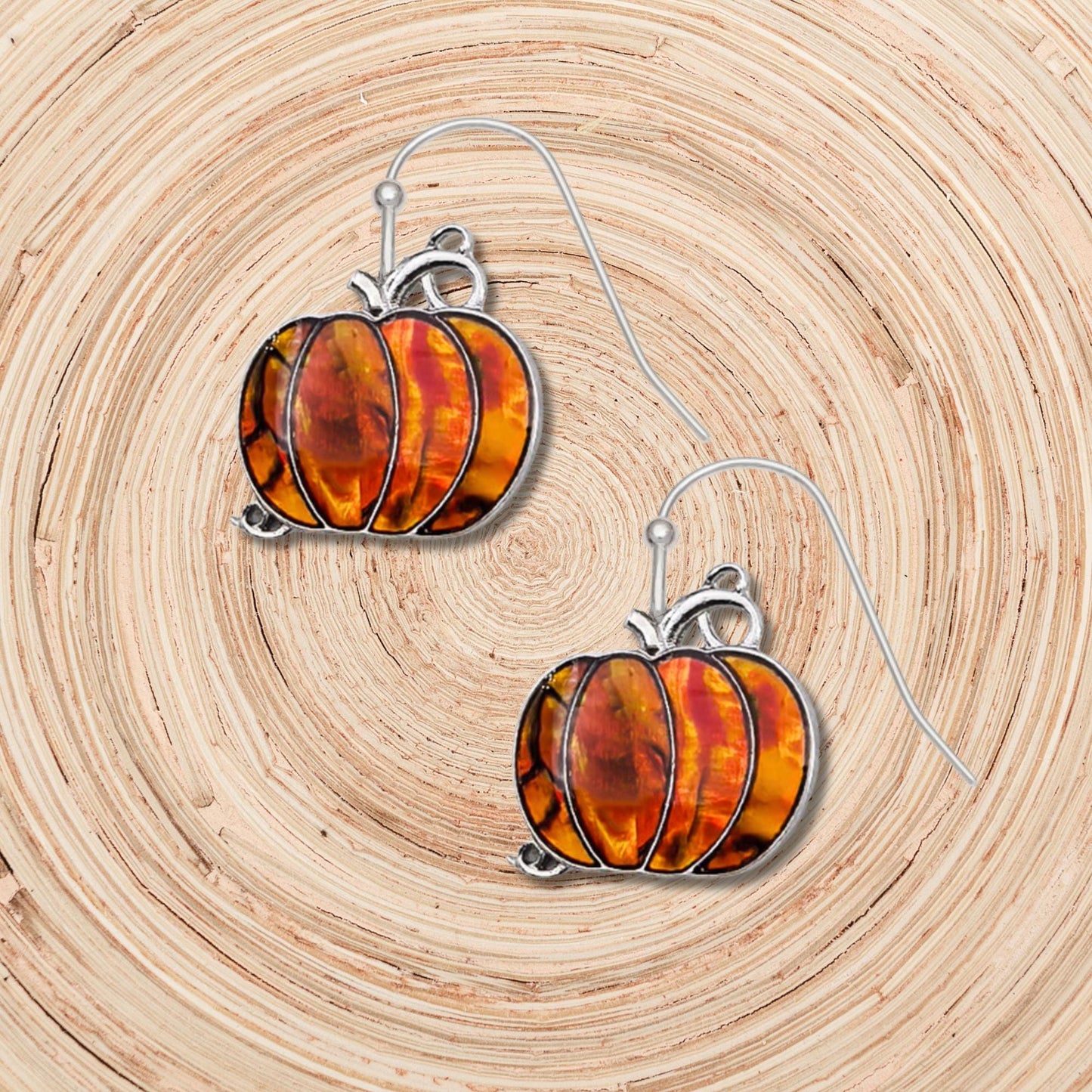 Abalone Shell Pumpkin Earrings - Choose Your Ear Wire