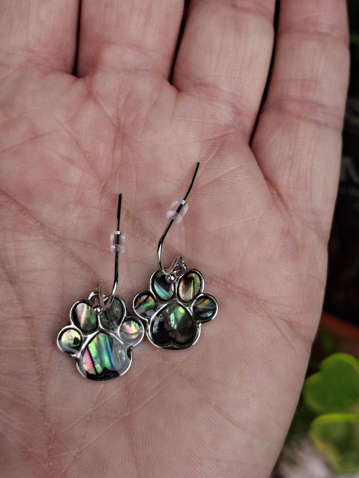 Abalone Shell Paw Print Earrings - Choose Your Ear Wire