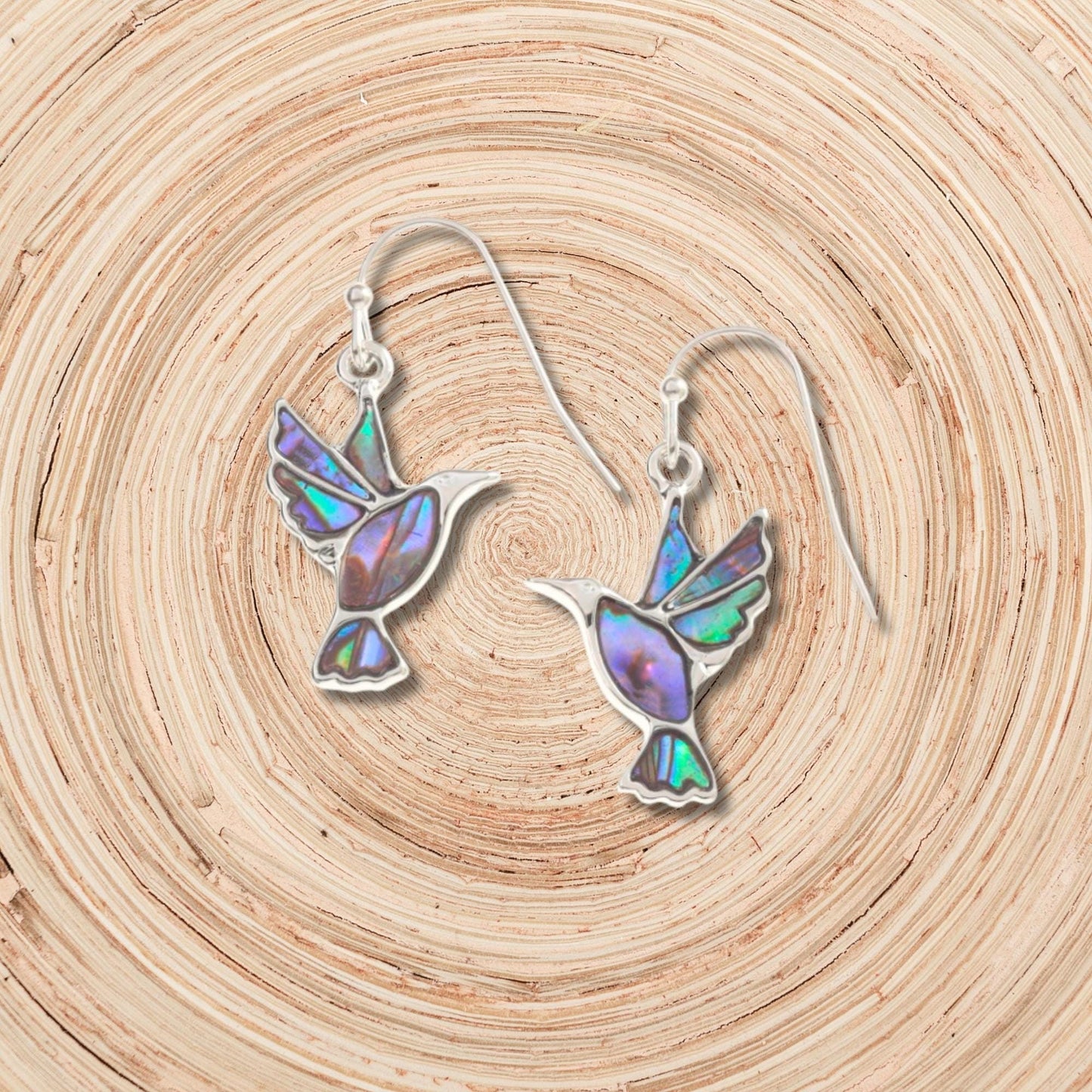 Abalone Shell Hummingbird Earrings - Choose Your Ear Wire