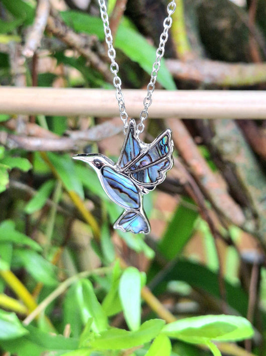 Abalone Shell Hummingbird Necklace - Choose Your Chain Style