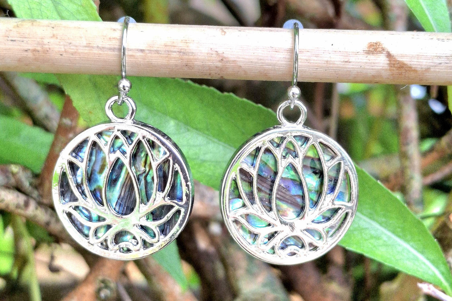 Abalone Shell Lotus Flower Earrings - Choose Your Ear Wire