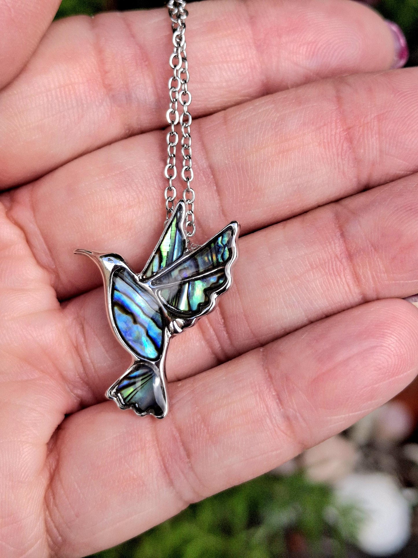 Abalone Shell Hummingbird Necklace - Choose Your Chain Style