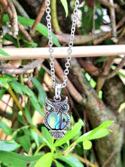 Abalone Owl Bird Necklace - Choose Your Chain Style