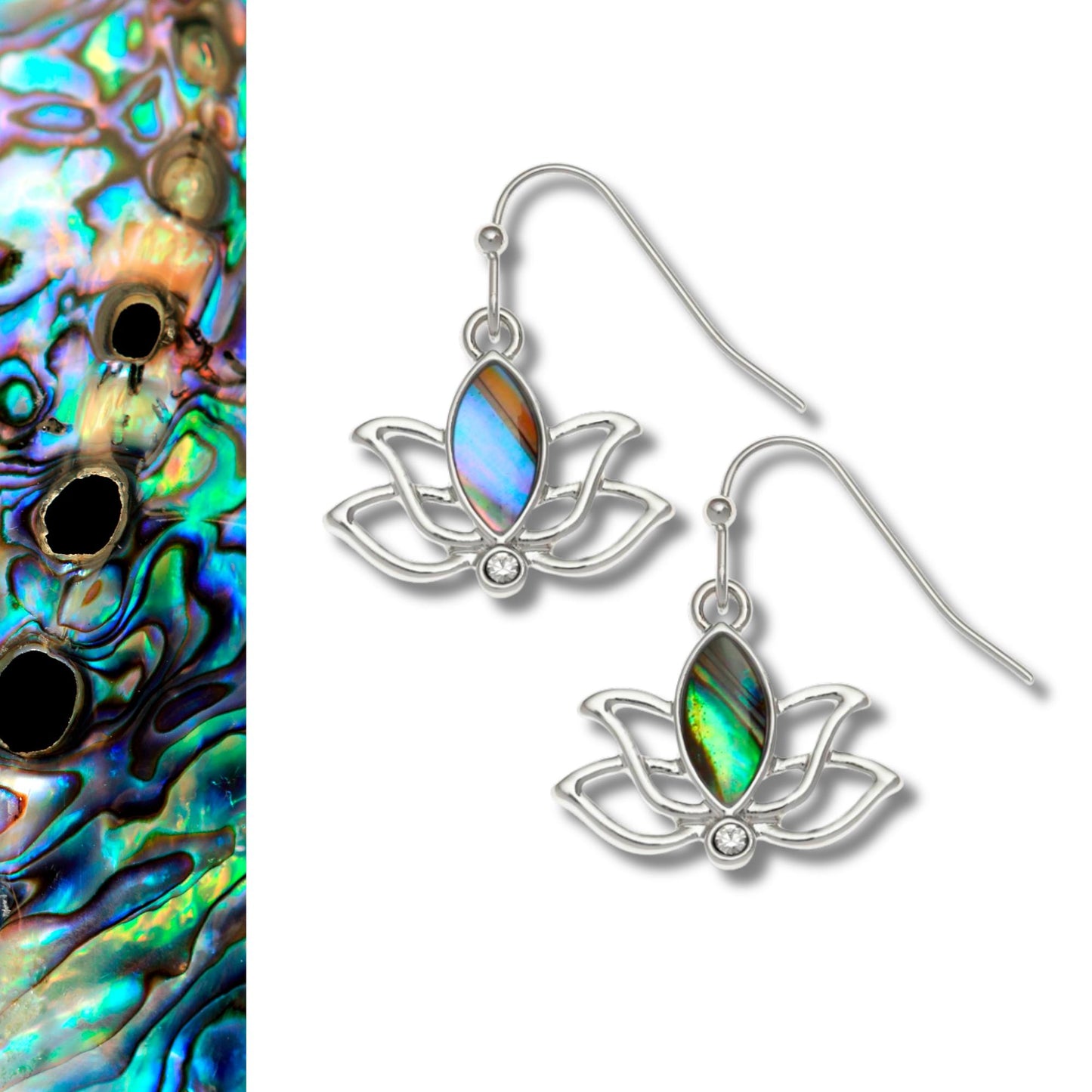 Abalone Shell Lotus Flower Earrings - Choose Your Ear Wire