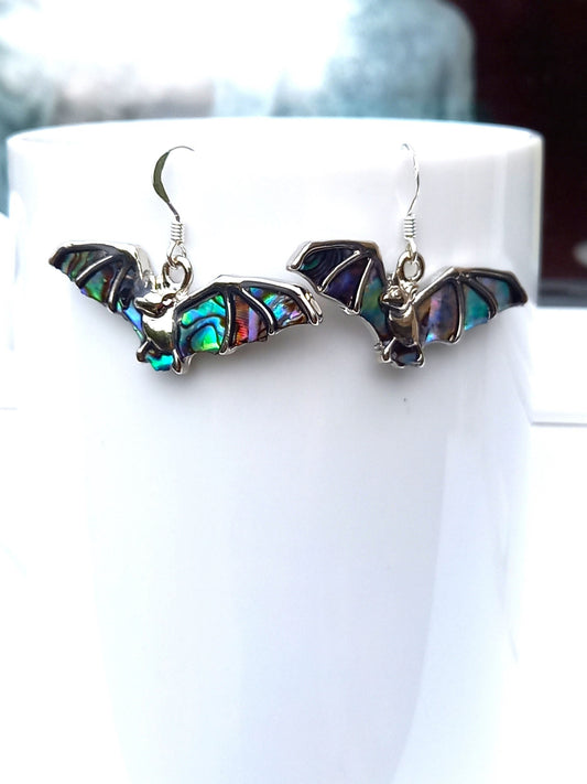 Abalone Shell Bat Earrings - Choose Your Ear Wire