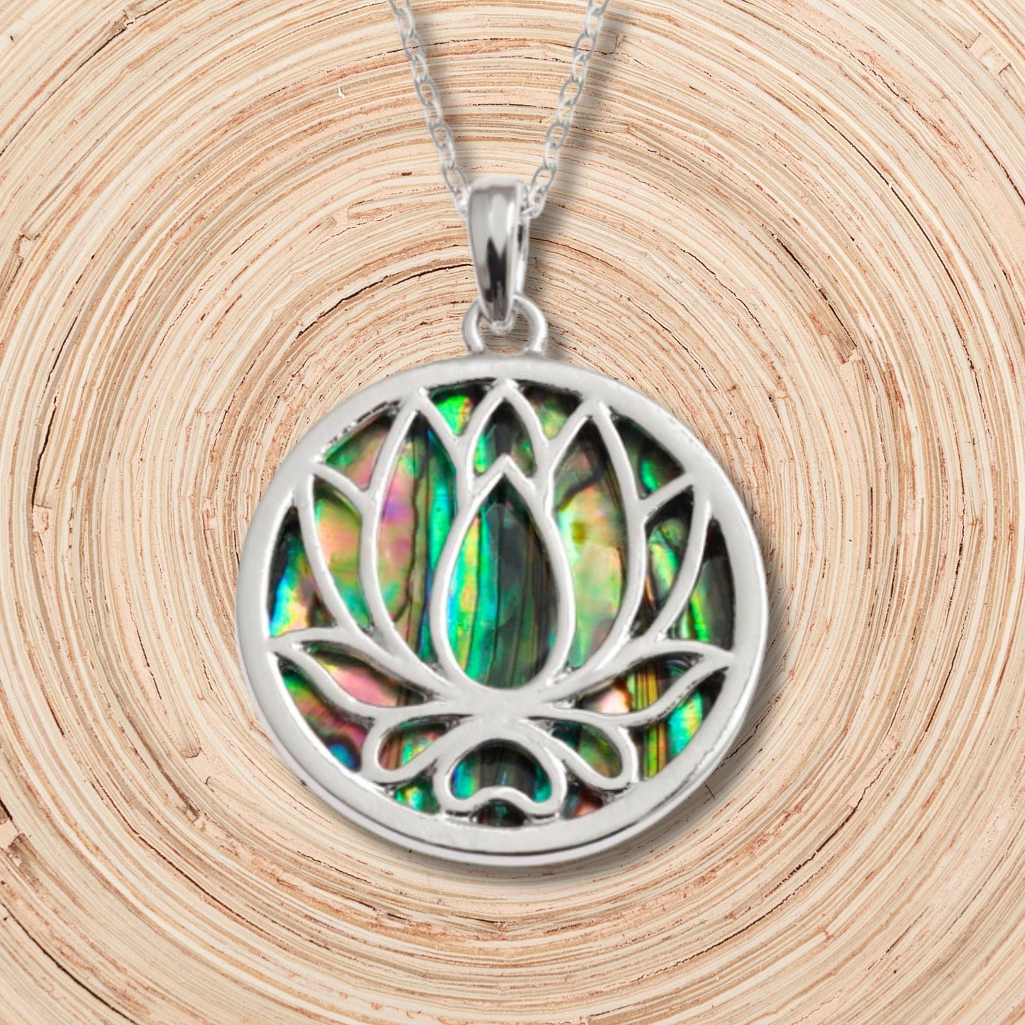 Abalone Shell Lotus Flower Necklace - Choose Your Chain Style