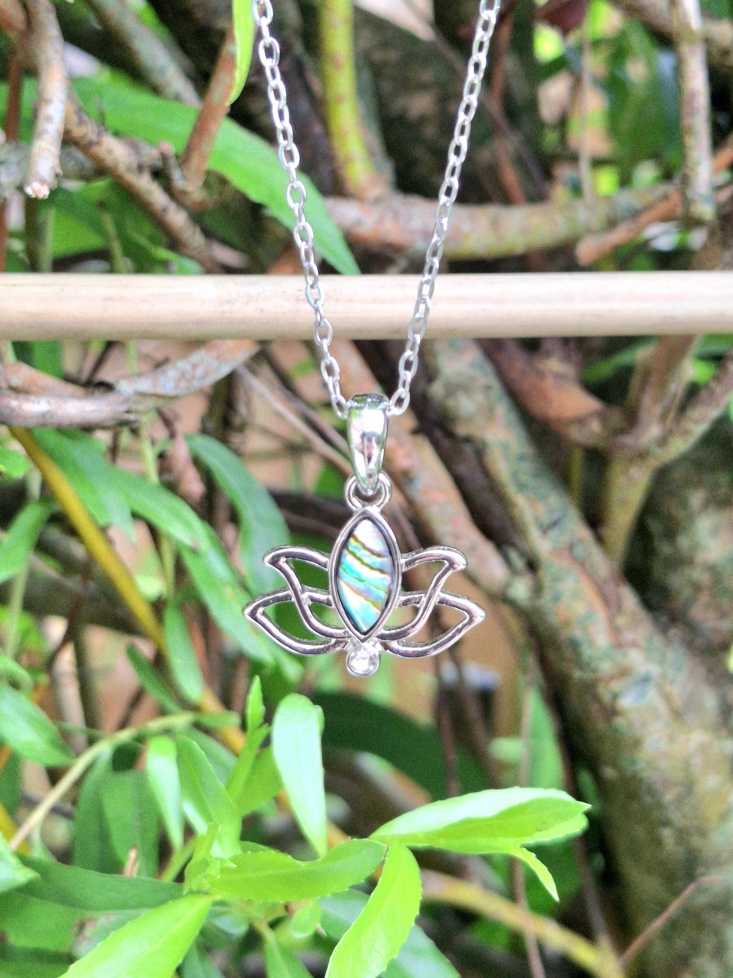 Abalone Shell Lotus Flower Necklace - Choose Your Chain Style