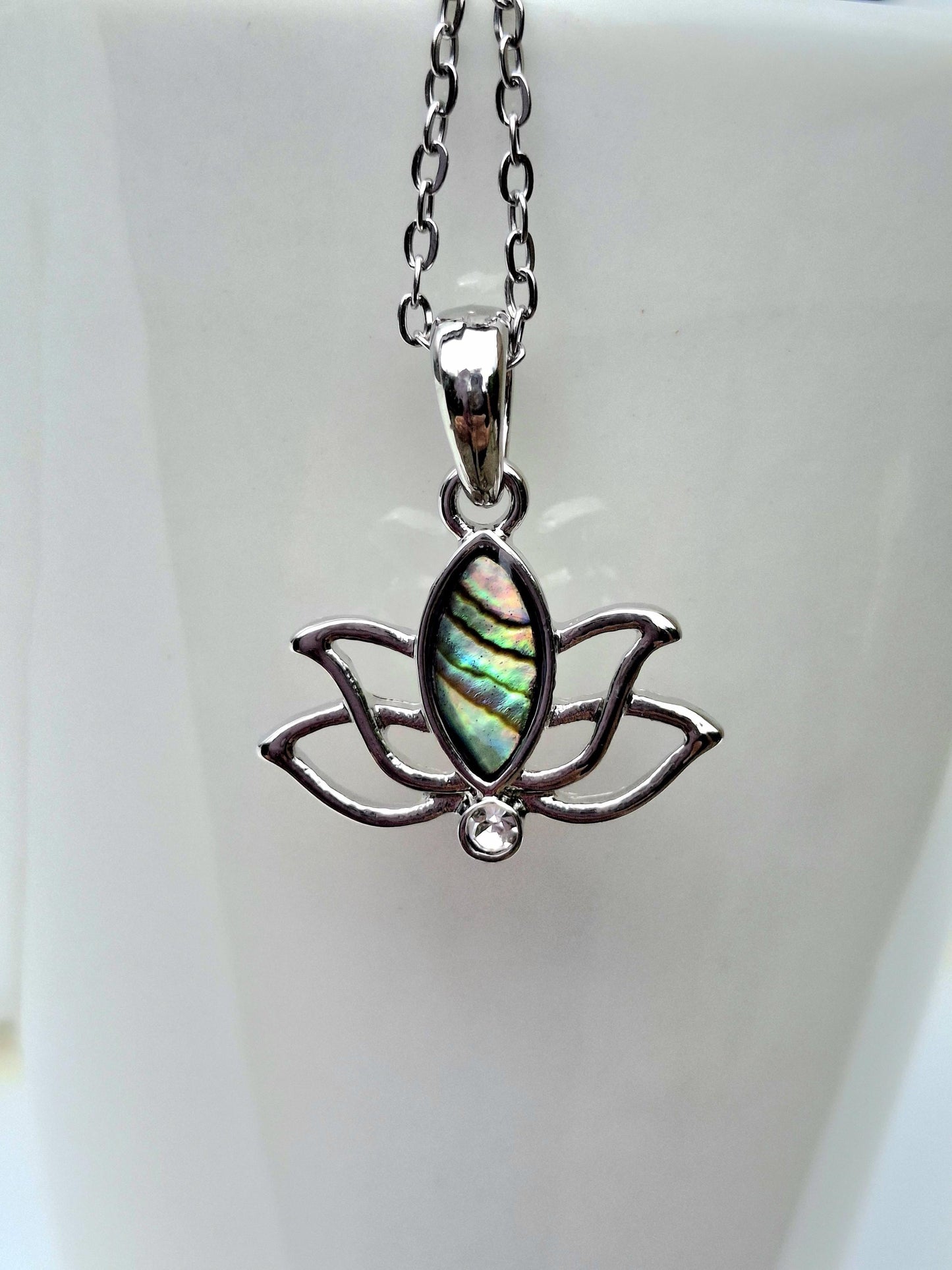 Abalone Shell Lotus Flower Necklace - Choose Your Chain Style
