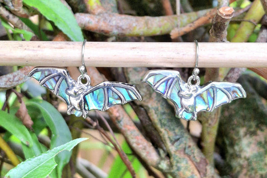 Abalone Shell Bat Earrings - Choose Your Ear Wire