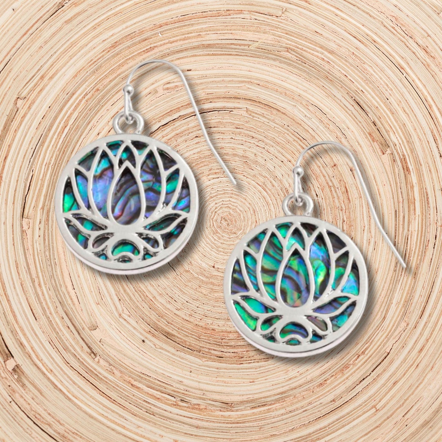 Abalone Shell Lotus Flower Earrings - Choose Your Ear Wire